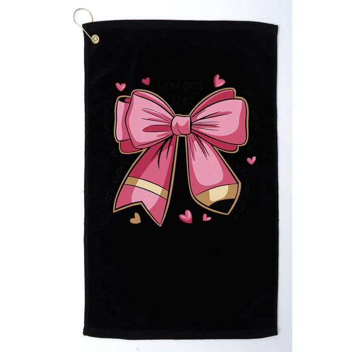 Pencil Coquette Bow Test Day Teacher Motivational Testing Golf Towel