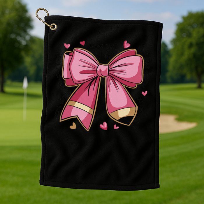 Pencil Coquette Bow Test Day Teacher Motivational Testing Golf Towel
