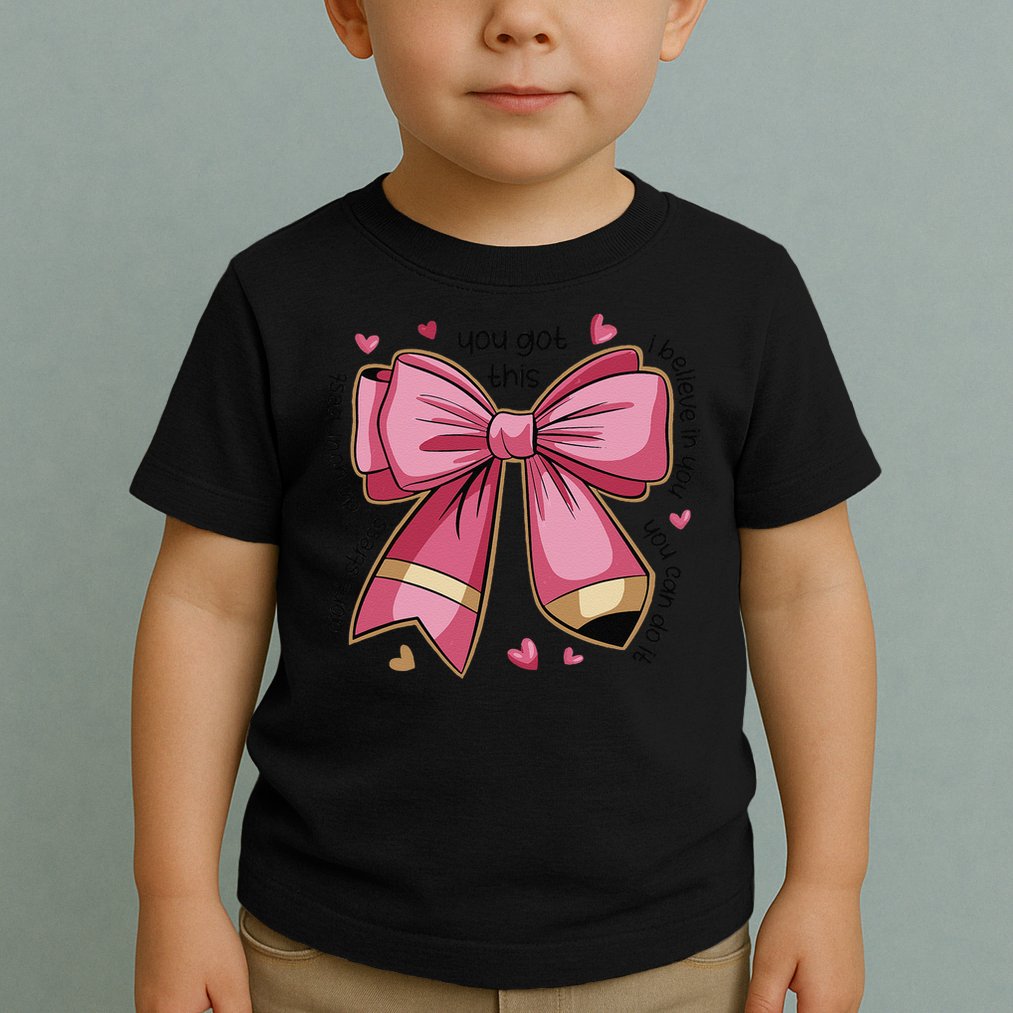 Pencil Coquette Bow Test Day Teacher Motivational Testing Toddler T-Shirt