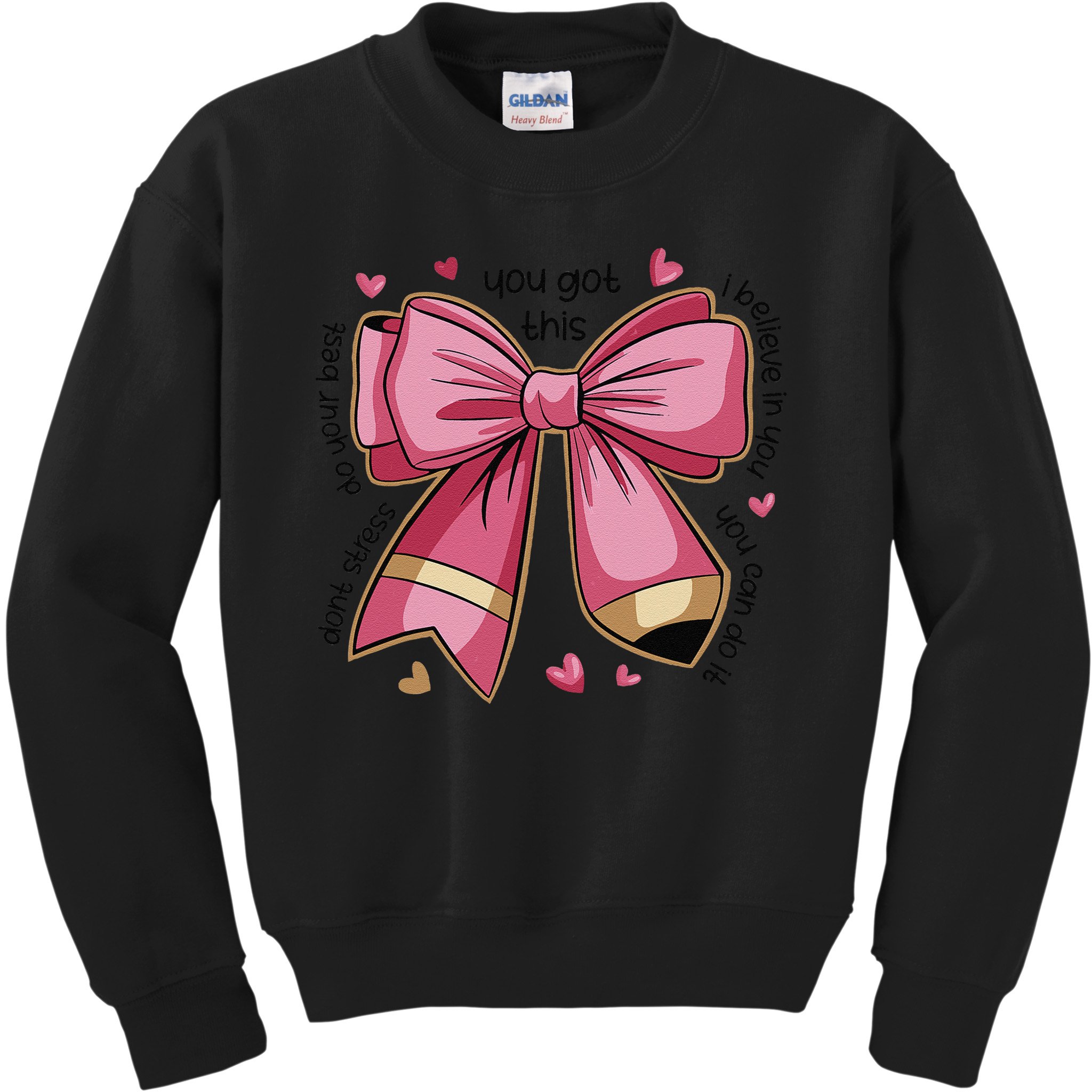 Pencil Coquette Bow Test Day Teacher Motivational Testing Kids Sweatshirt