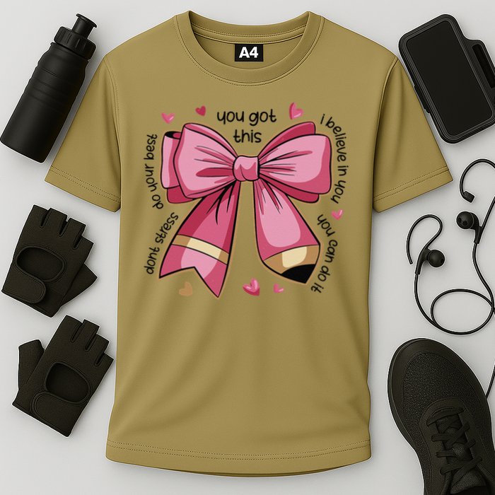 Pencil Coquette Bow Test Day Teacher Motivational Testing Performance Shirt