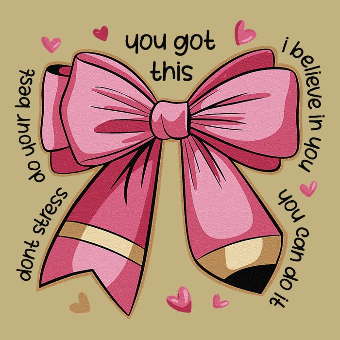 Pencil Coquette Bow Test Day Teacher Motivational Testing Button