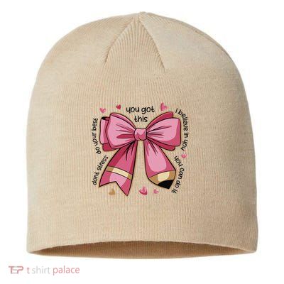 Pencil Coquette Bow Test Day Teacher Motivational Testing Sustainable Beanie