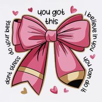Pencil Coquette Bow Test Day Teacher Motivational Testing Garment-Dyed Sweatshirt