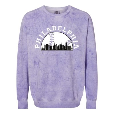 Philly Cityscape Baseball Philadelphia Skyline Vintage Colorblast Crewneck Sweatshirt