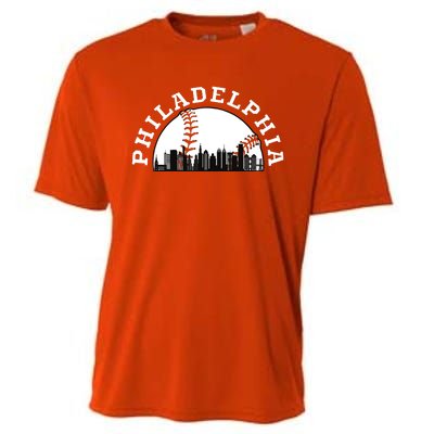 Philly Cityscape Baseball Philadelphia Skyline Vintage Cooling Performance Crew T-Shirt