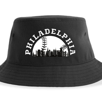 Philly Cityscape Baseball Philadelphia Skyline Vintage Sustainable Bucket Hat
