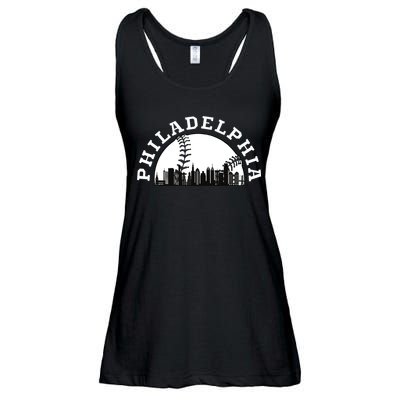 Philly Cityscape Baseball Philadelphia Skyline Vintage Ladies Essential Flowy Tank