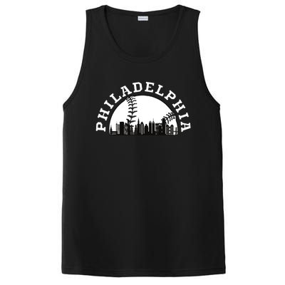 Philly Cityscape Baseball Philadelphia Skyline Vintage PosiCharge Competitor Tank