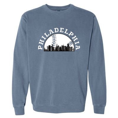 Philly Cityscape Baseball Philadelphia Skyline Vintage Garment-Dyed Sweatshirt