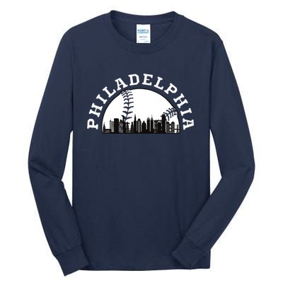 Philly Cityscape Baseball Philadelphia Skyline Vintage Tall Long Sleeve T-Shirt