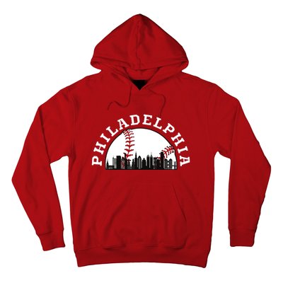 Philly Cityscape Baseball Philadelphia Skyline Vintage Hoodie