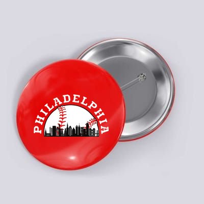 Philly Cityscape Baseball Philadelphia Skyline Vintage Button