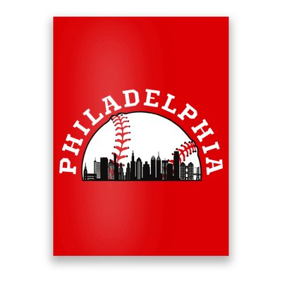 Philly Cityscape Baseball Philadelphia Skyline Vintage Poster