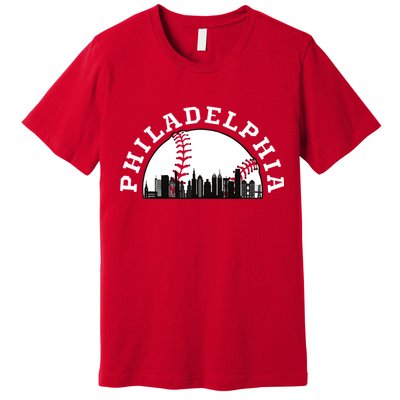 Philly Cityscape Baseball Philadelphia Skyline Vintage Premium T-Shirt