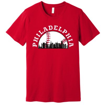 Philly Cityscape Baseball Philadelphia Skyline Vintage Premium T-Shirt