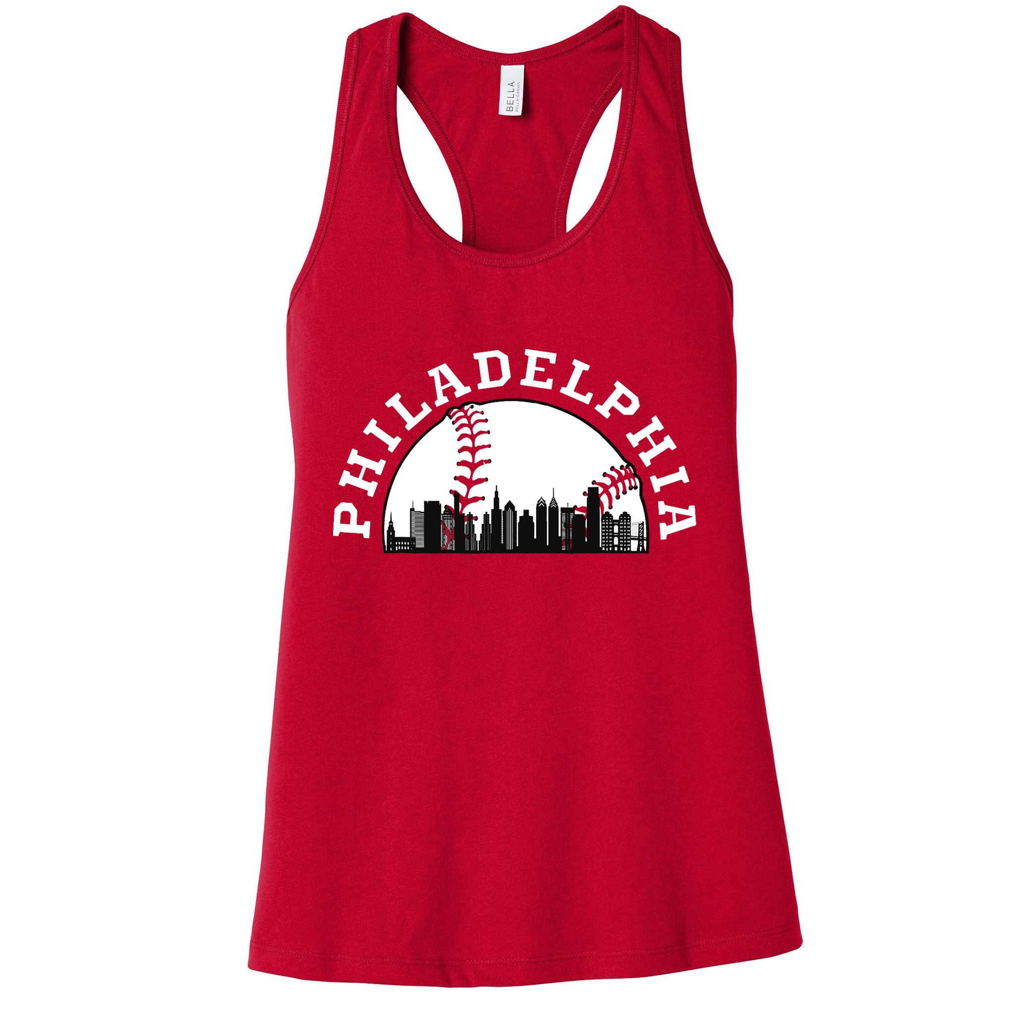 Philly Cityscape Baseball Philadelphia Skyline Vintage Womens Tank Top