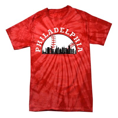 Philly Cityscape Baseball Philadelphia Skyline Vintage Tie-Dye T-Shirt