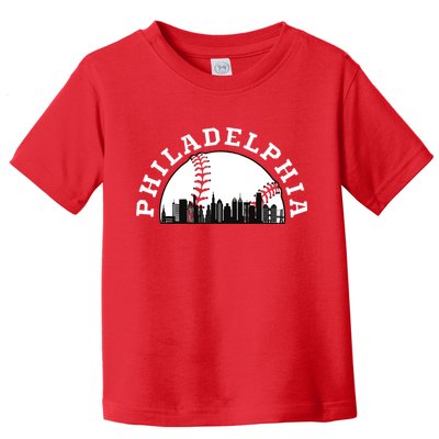 Philly Cityscape Baseball Philadelphia Skyline Vintage Toddler T-Shirt