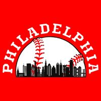Philly Cityscape Baseball Philadelphia Skyline Vintage Womens T-Shirt