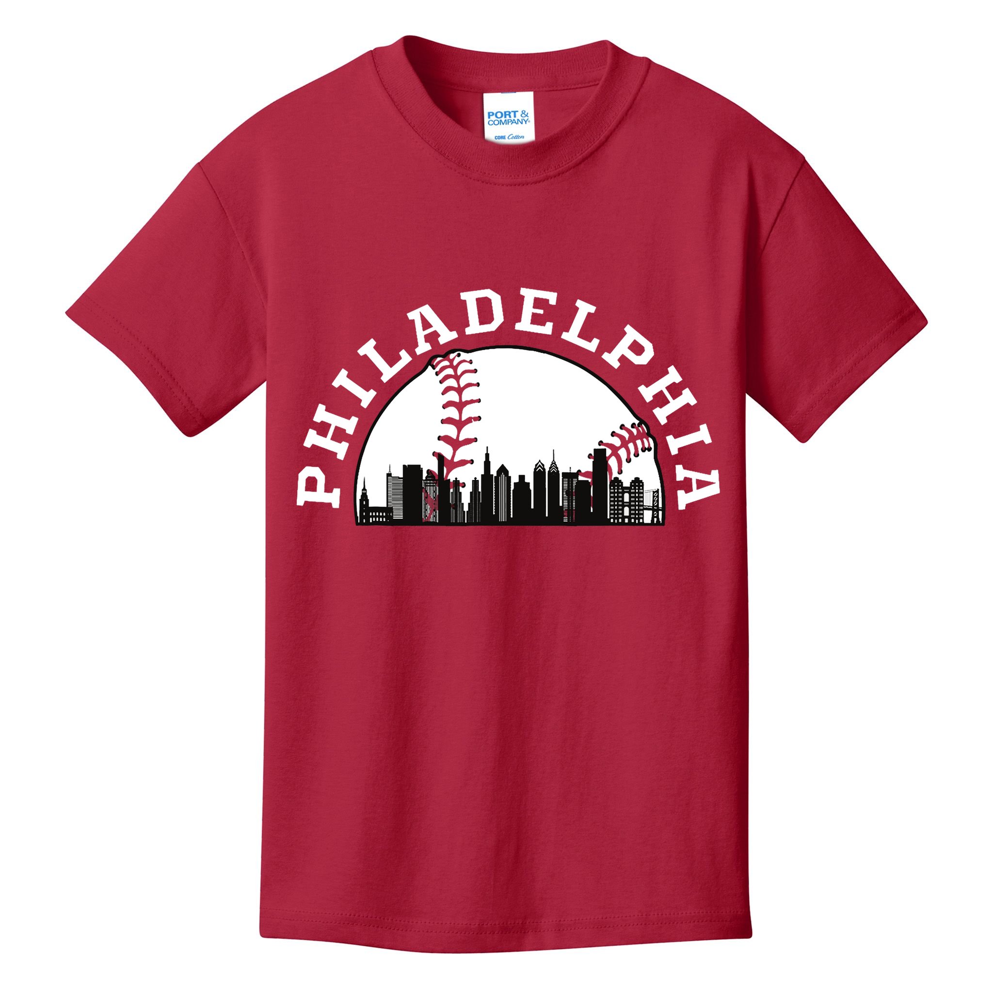 Philly Cityscape Baseball Philadelphia Skyline Vintage Kids T-Shirt