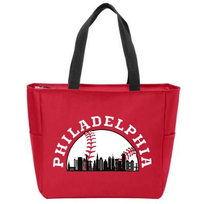 Philly Cityscape Baseball Philadelphia Skyline Vintage Zip Tote Bag