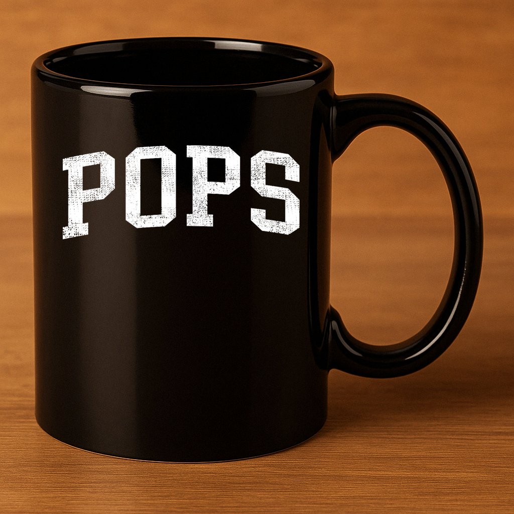 Pops Classic Bold Font Pops Birthday Gift 11oz C Handle Ceramic Mug