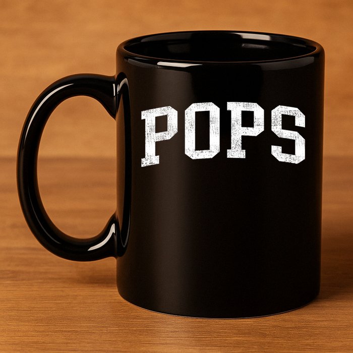 Pops Classic Bold Font Pops Birthday Gift 11oz C Handle Ceramic Mug
