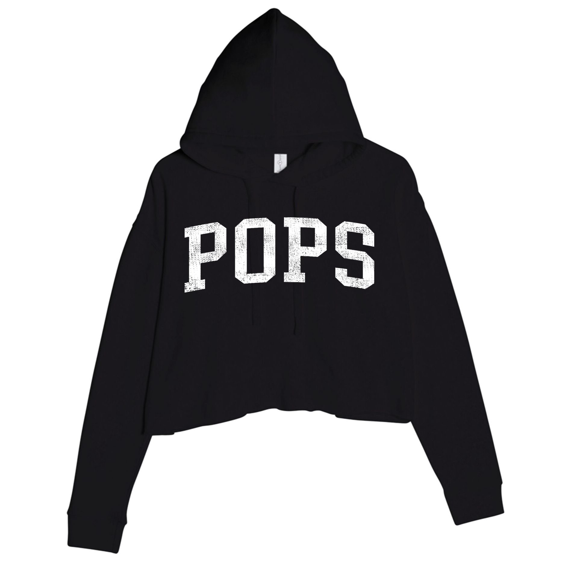 Pops Classic Bold Font Pops Birthday Gift Crop Fleece Hoodie