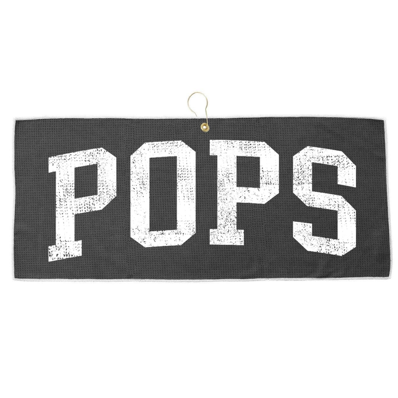 Pops Classic Bold Font Pops Birthday Gift Large Microfiber Waffle Golf Towel