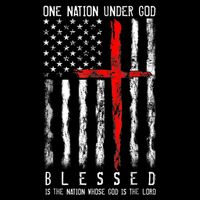 Patriotic Christian Blessed One Nation Under God 4th Of July Stripe Pom Pom Beanie