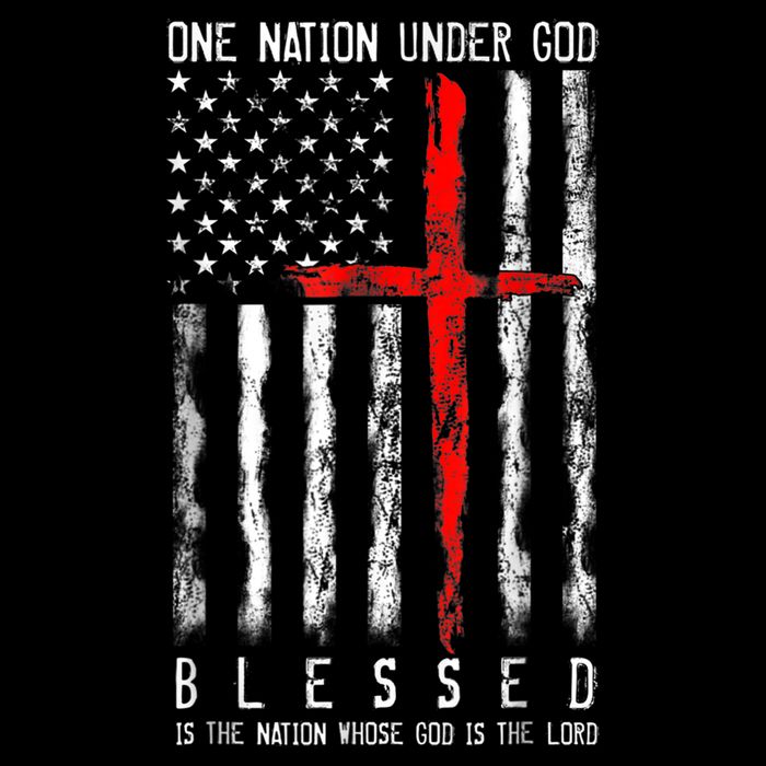 Patriotic Christian Blessed One Nation Under God 4th Of July Stripe Pom Pom Beanie