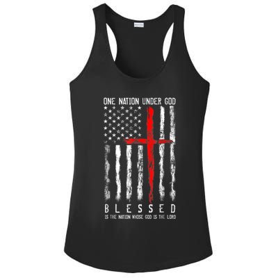 Patriotic Christian Blessed One Nation Under God 4th Of July Ladies PosiCharge Competitor Racerback Tank