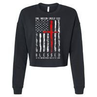 Patriotic Christian Blessed One Nation Under God 4th Of July Cropped Pullover Crew