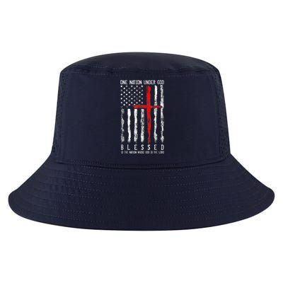 Patriotic Christian Blessed One Nation Under God 4th Of July Cool Comfort Performance Bucket Hat