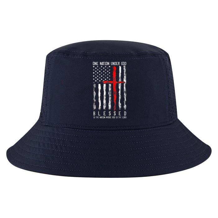 Patriotic Christian Blessed One Nation Under God 4th Of July Cool Comfort Performance Bucket Hat
