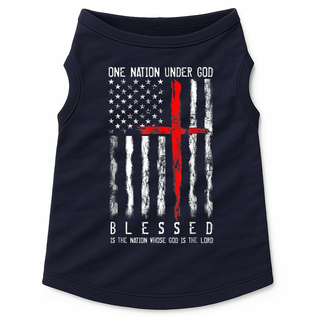 Patriotic Christian Blessed One Nation Under God 4th Of July Doggie Tank