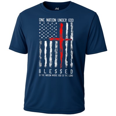 Patriotic Christian Blessed One Nation Under God 4th Of July Performance Shirt