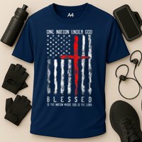 Patriotic Christian Blessed One Nation Under God 4th Of July Cooling Performance Crew T-Shirt