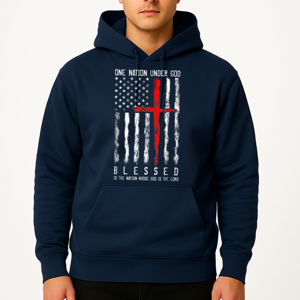 Patriotic Christian Blessed One Nation Under God 4th Of July Hoodie