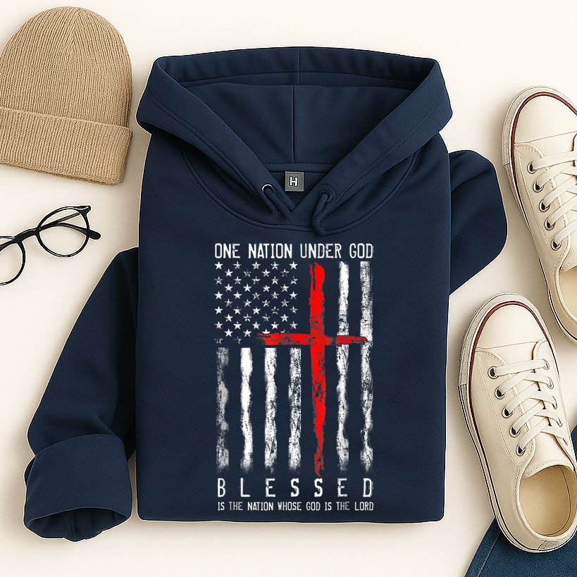 Patriotic Christian Blessed One Nation Under God 4th Of July Hoodie