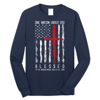 Patriotic Christian Blessed One Nation Under God 4th Of July Long Sleeve Shirt