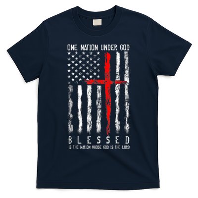 Patriotic Christian Blessed One Nation Under God 4th Of July T-Shirt