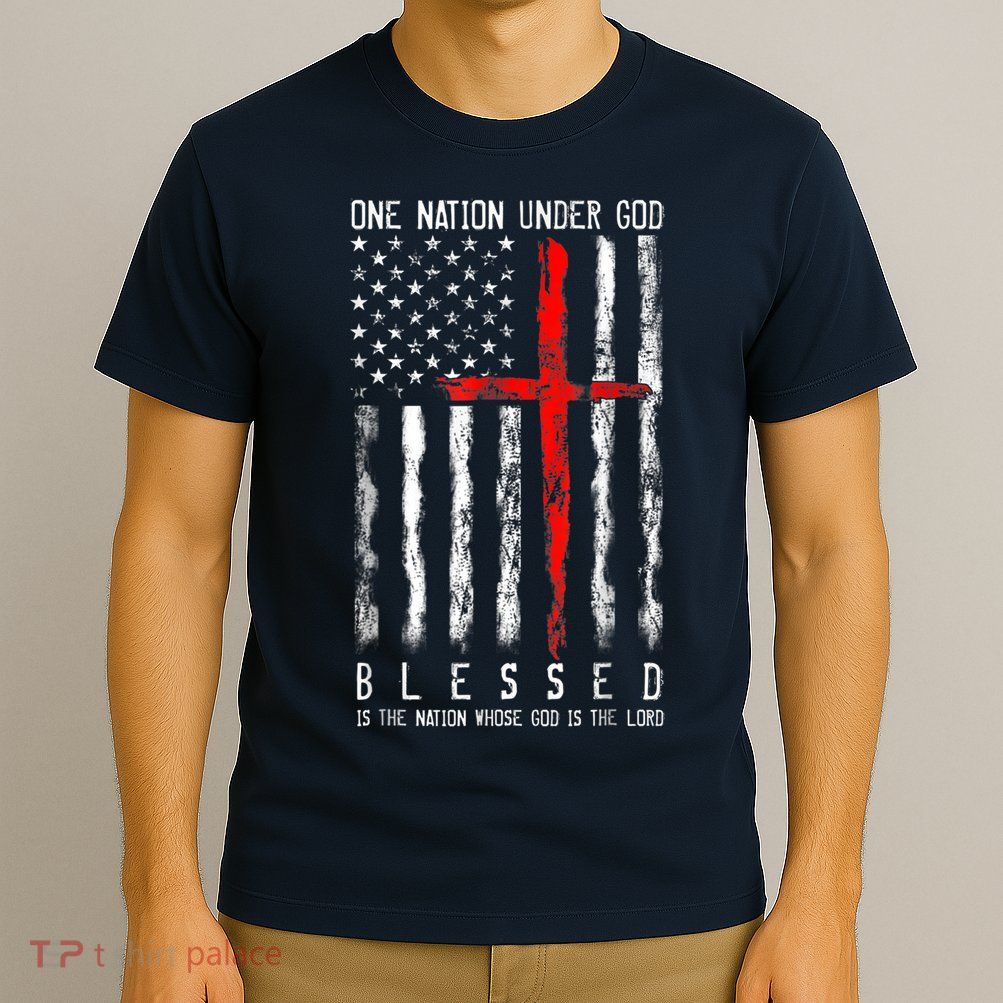 Patriotic Christian Blessed One Nation Under God 4th Of July T-Shirt