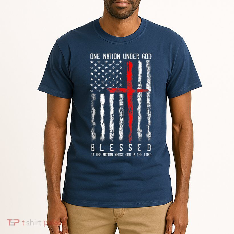 Patriotic Christian Blessed One Nation Under God 4th Of July Tall T-Shirt