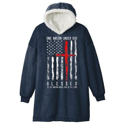 Patriotic Christian Blessed One Nation Under God 4th Of July Hooded Wearable Blanket