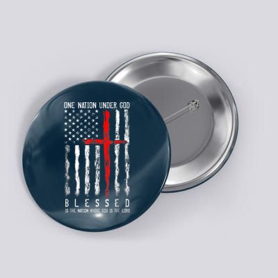 Patriotic Christian Blessed One Nation Under God 4th Of July Button