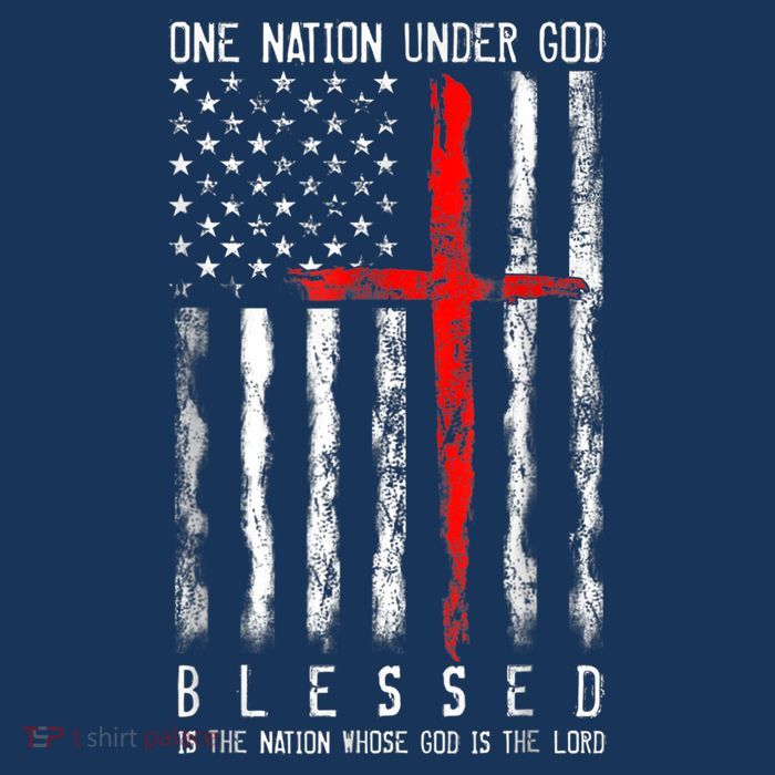 Patriotic Christian Blessed One Nation Under God 4th Of July Drawstring Bag