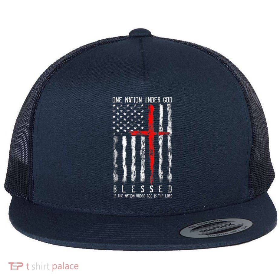 Patriotic Christian Blessed One Nation Under God 4th Of July Flatbill Hat