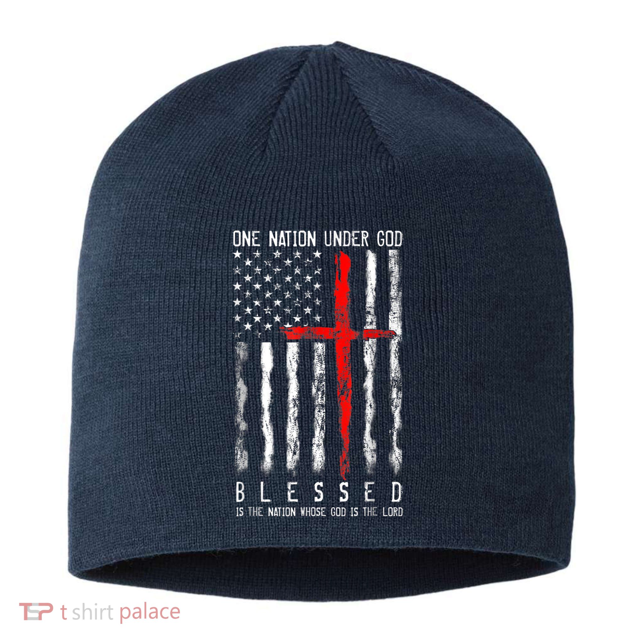 Patriotic Christian Blessed One Nation Under God 4th Of July Sustainable Beanie